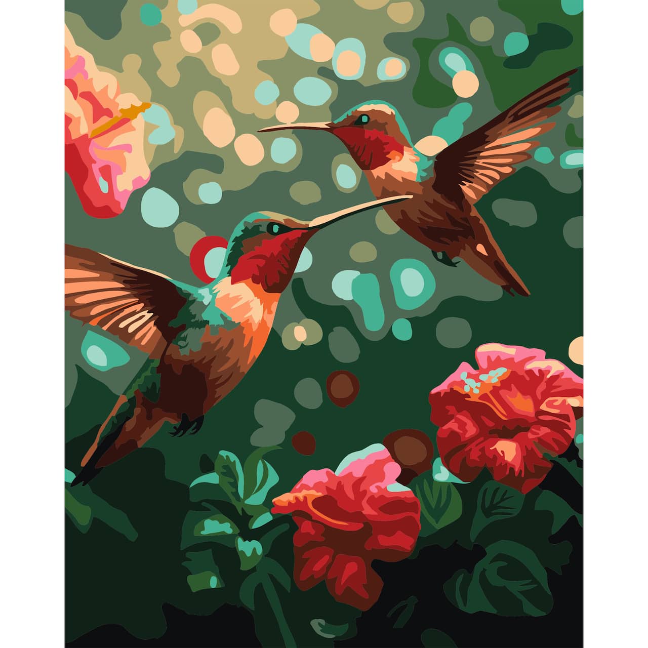 8" x 10" Hummingbirds Paint-by-Number Kit with Wood Display Hanger by Artist's Loft®